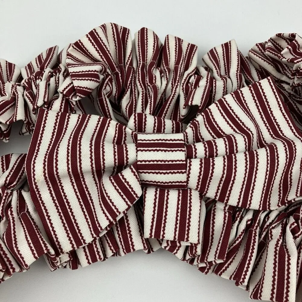 Longaberger Large Circular Red Ticking Basket Garter Liner | 10
